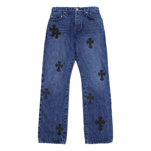 Cross Leather Patches Jeans